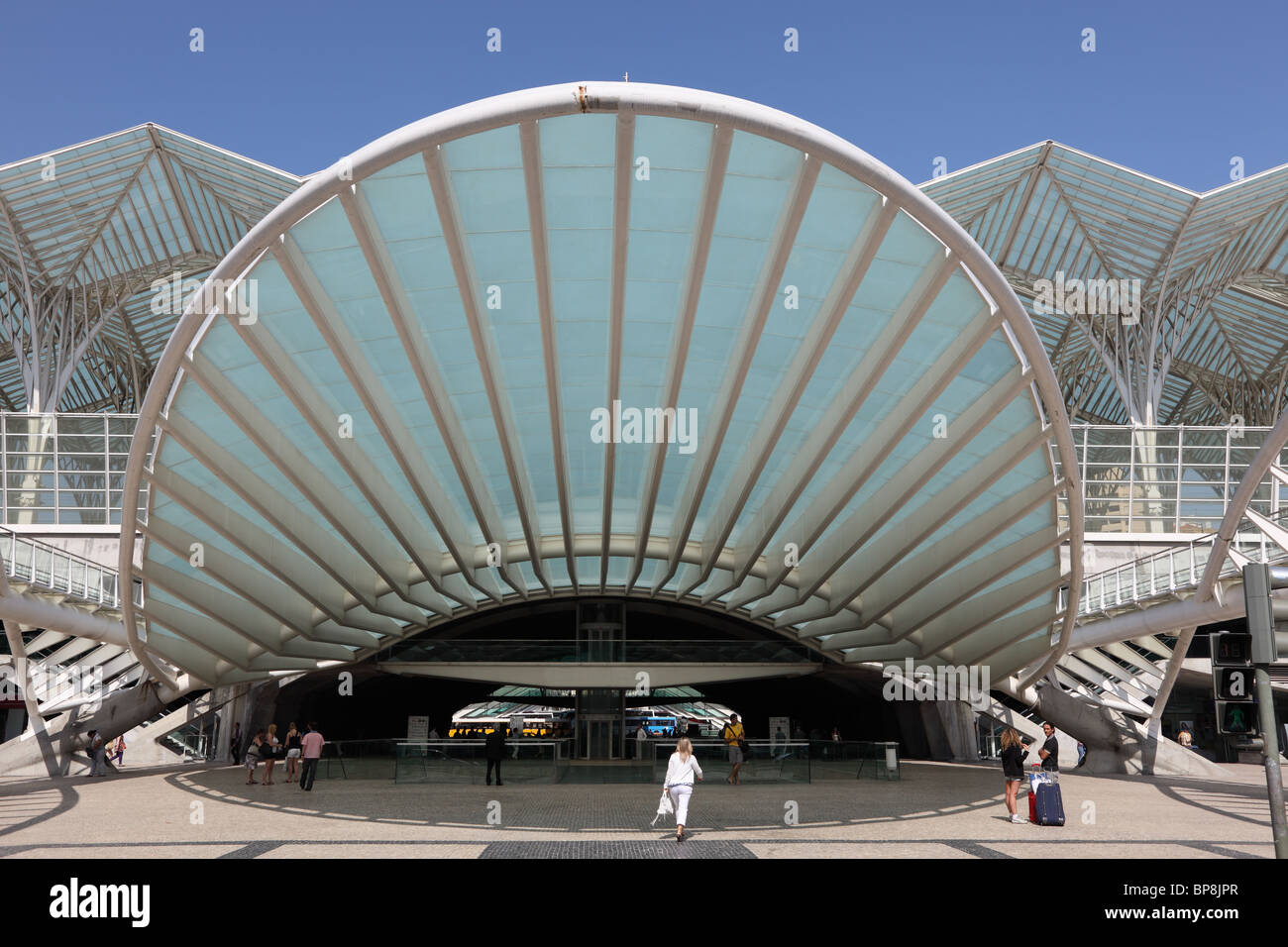 Modern architecture at the Oriente Station (Gare do Oriente) in Lisbon, Portugal Stock Photo