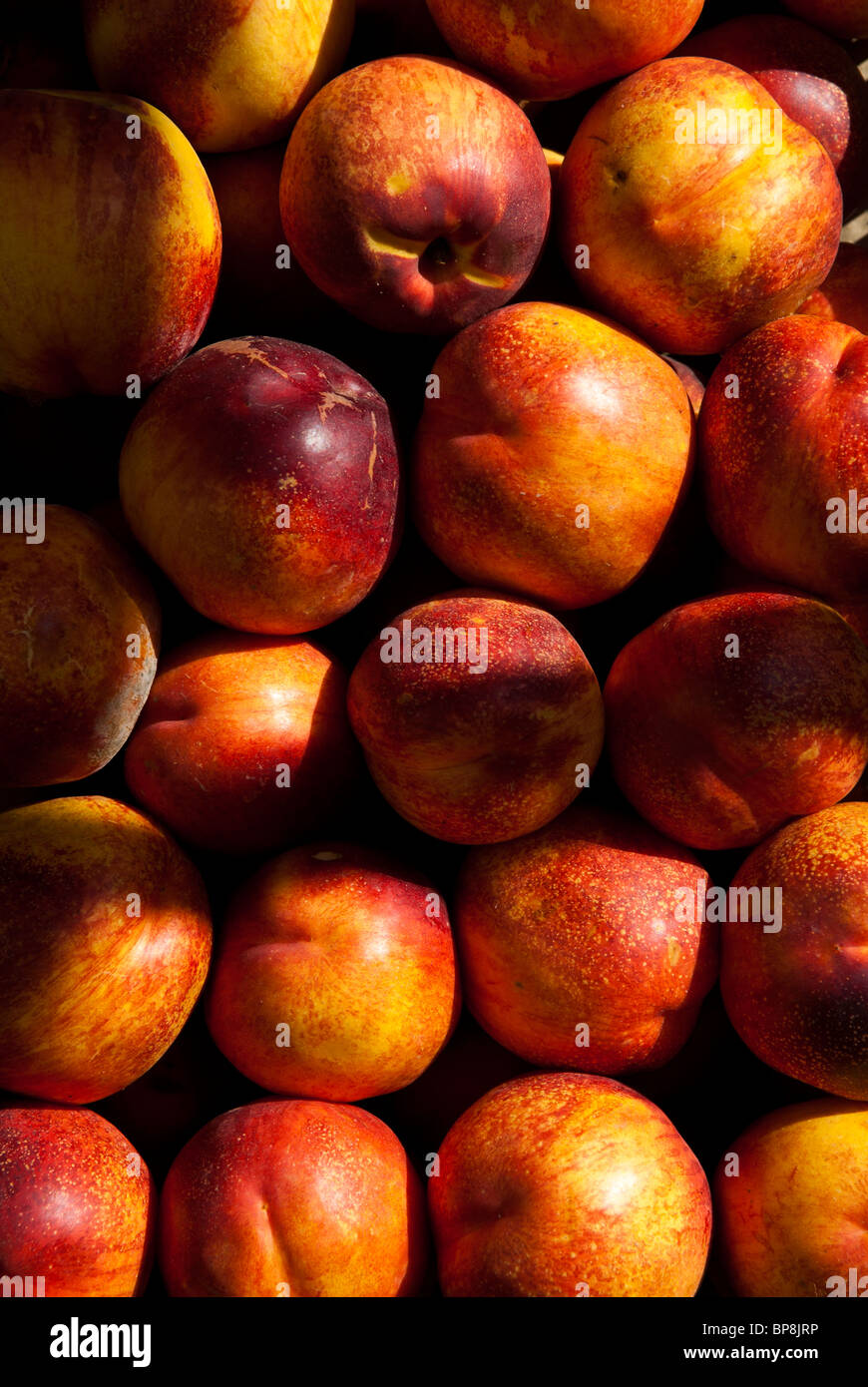Peaches Prunus persica on sale market Beirut Lebanon Middle East Stock