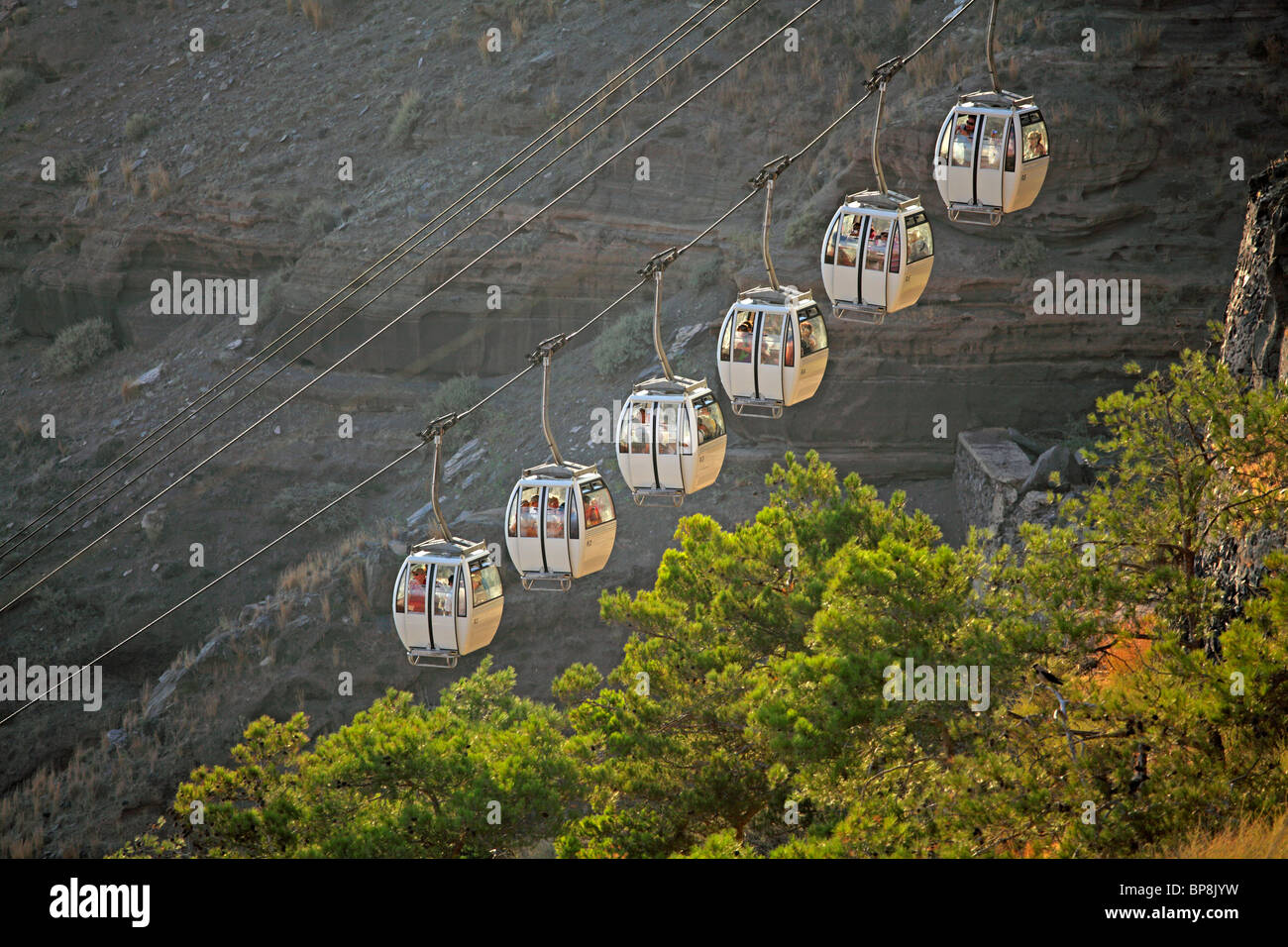 cable car at Fira, Santorini Island, Cyclades, Aegean Islands, Greece Stock Photo Alamy
