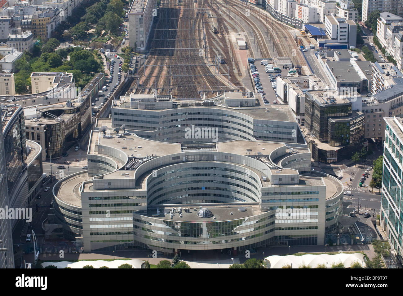 Gare Montparnasse railway station view from Montparnasse tower (Tour Montparnasse Stock Photo
