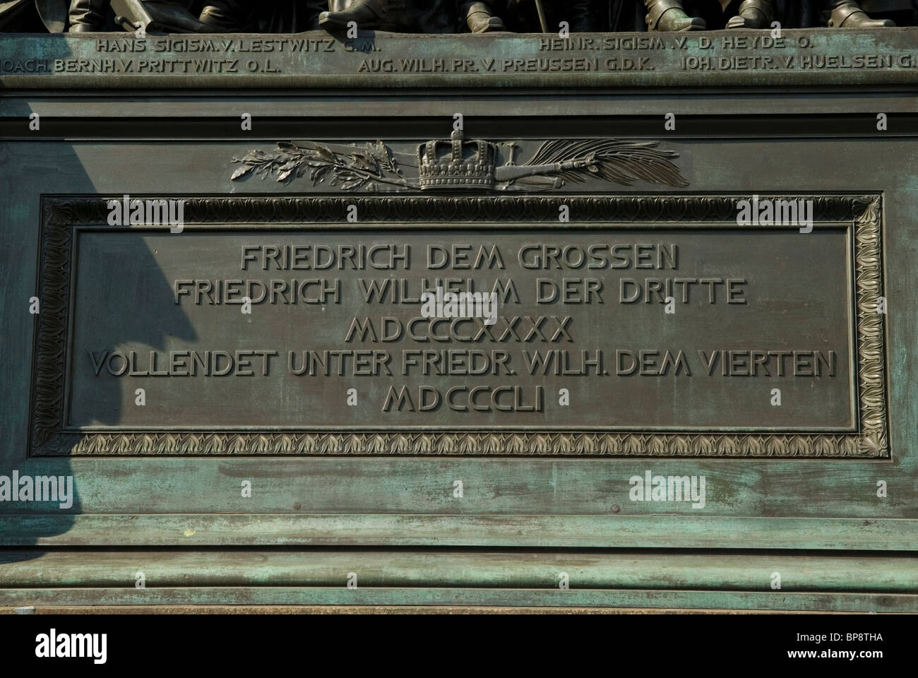 plaque of Friedrich Dem Grossen monument Berlin Germany Stock Photo