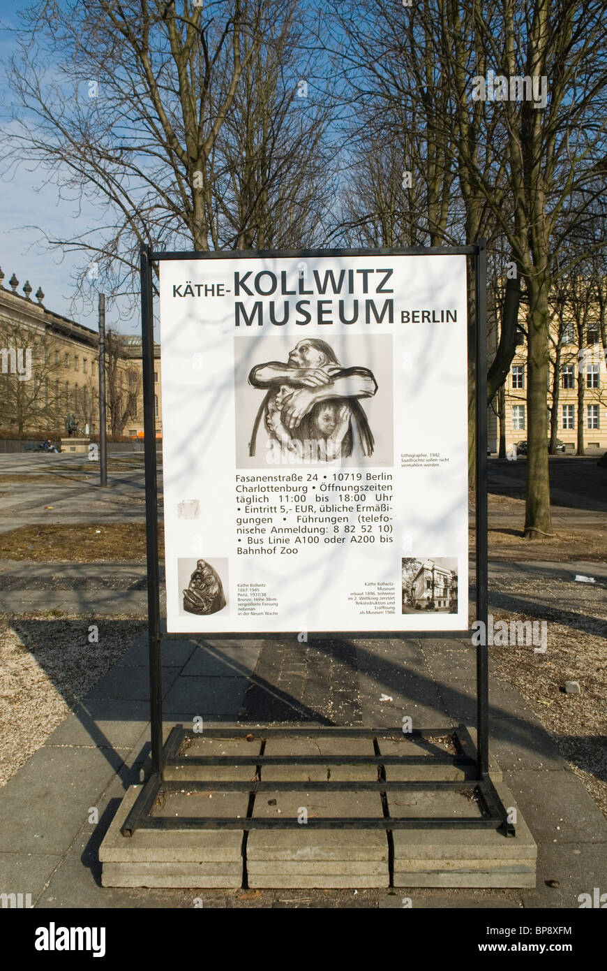 Käthe Kollwitz memorial building sign  Berlin Germany Stock Photo