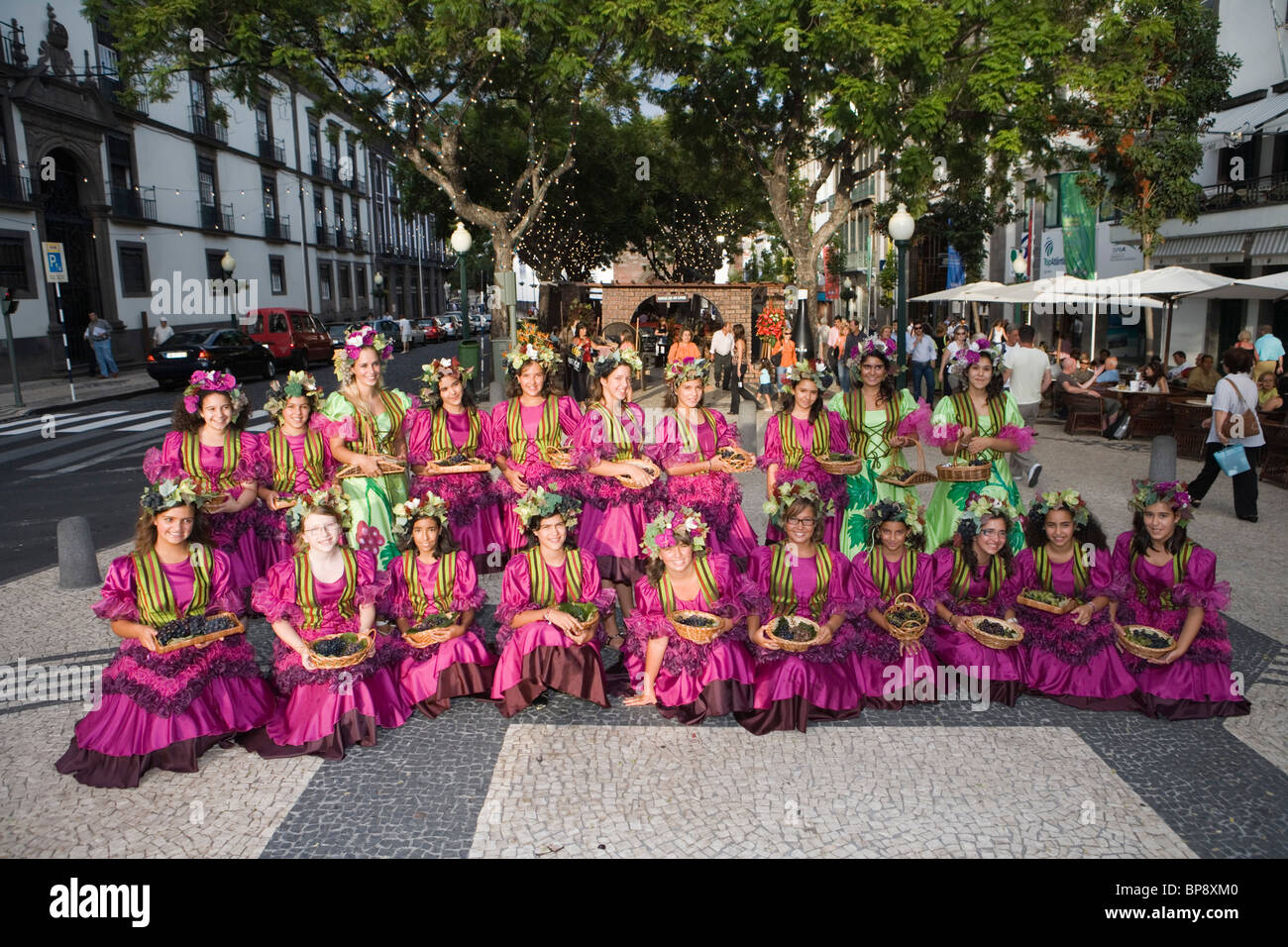 Girls in colourful costumes at the Madeira Wine Festival, Funchal, Madeira,  Portugal Stock Photo - Alamy