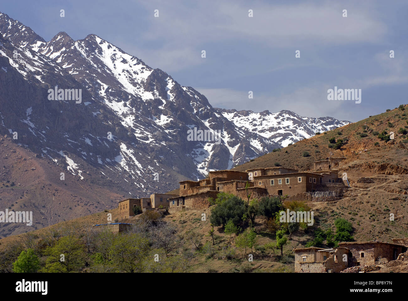 Village scene in Atlas Mountains Morocco Stock Photo