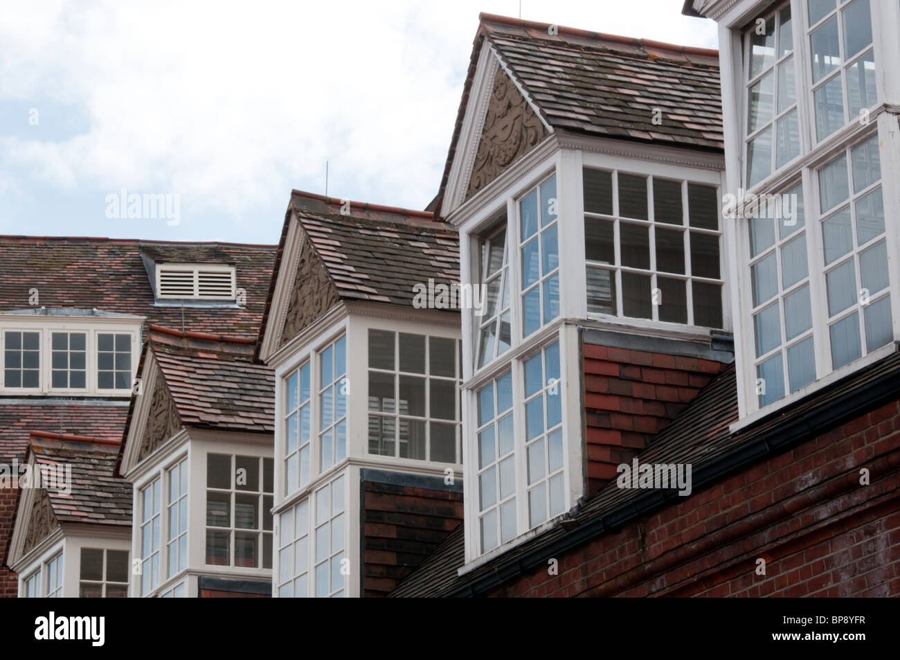 Dormer windows on the nineteenth century Beehive Coffee Tavern in Streatham, South London Stock Photo