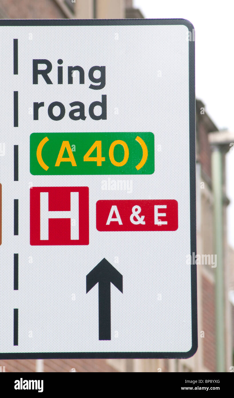 Sign for Hospital A & E Stock Photo - Alamy