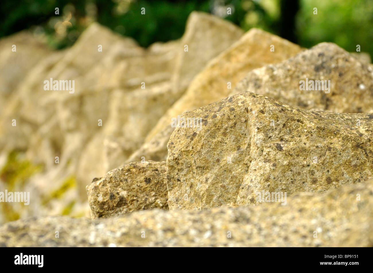 Cotswolds stone wall at Bibury, UK. Stock Photo