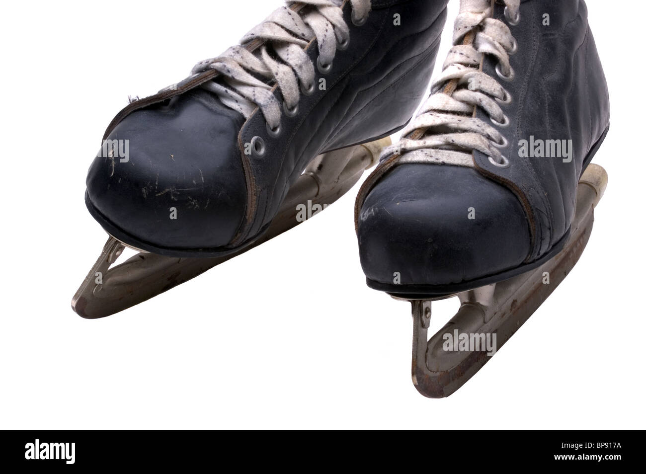 Old Fashioned Men's Ice Hockey Skates Isolated On A White