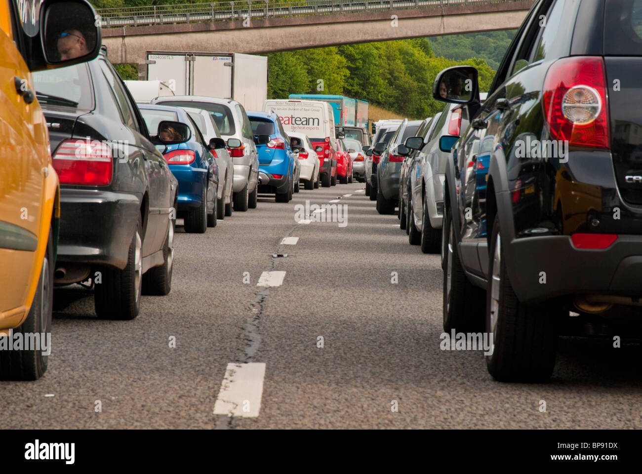 Queuing traffic on Motorway M5 Southbound Stock Photo Alamy