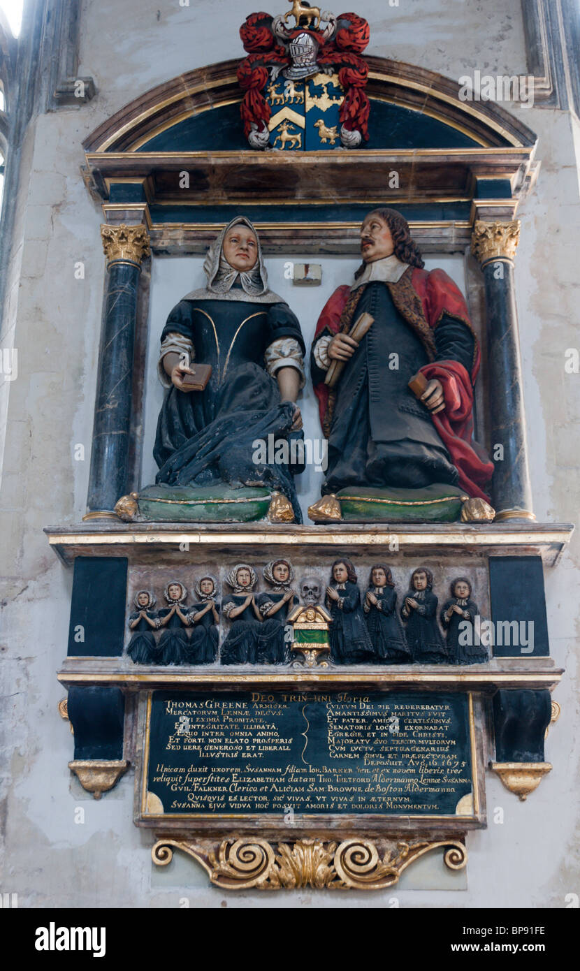 Monument to Sir Thomas Greene in St Nicholas' Chapel, King's Lynn, Norfolk Stock Photo