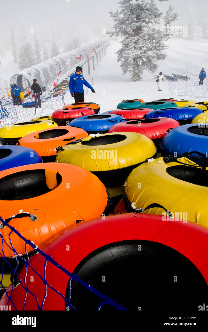 Top Station Adventure Peak winter sports colorful snow tubes South Lake