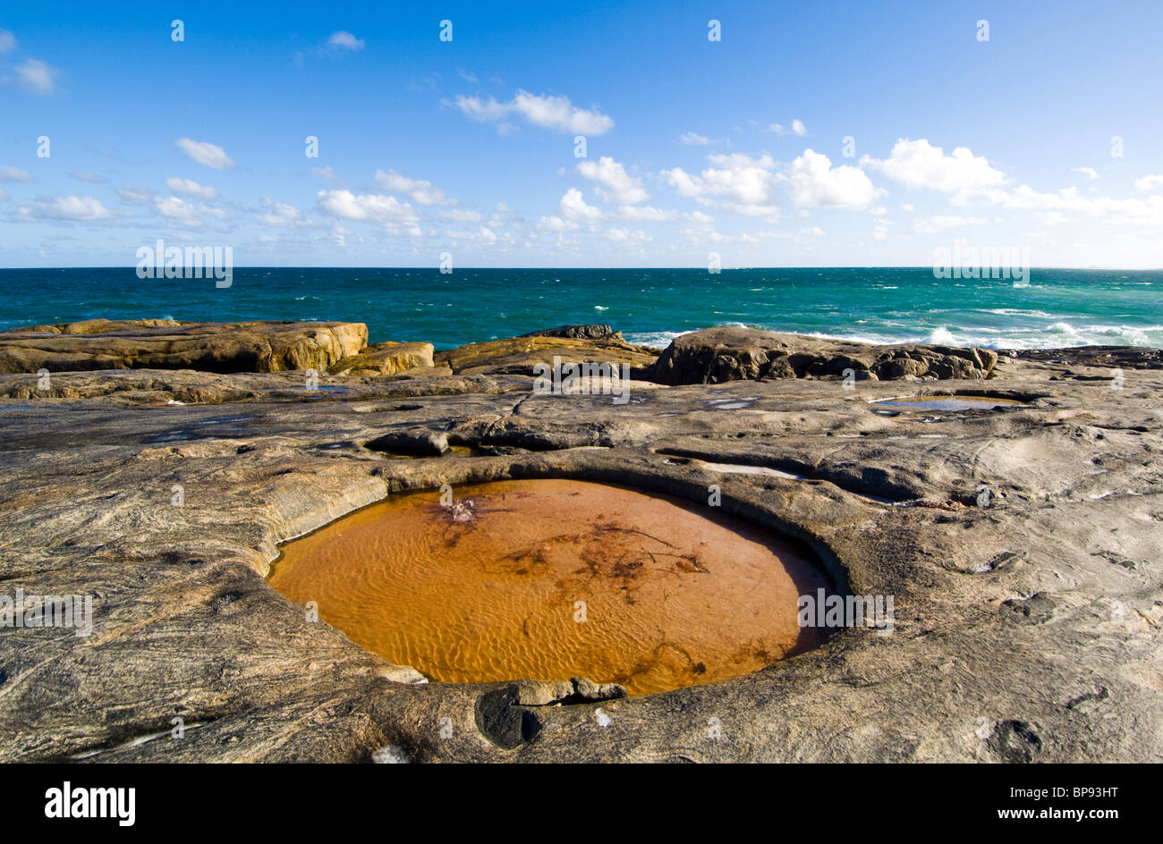 Rock pool at Point Malcolm, Nuytsland Nature Reserve, Western Australia. Stock Photo