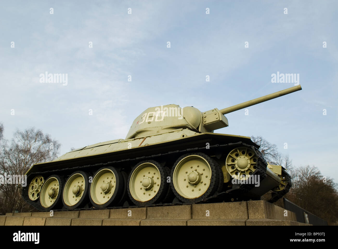 Russian tank at the Soviet Memorial Berlin Germany Stock Photo