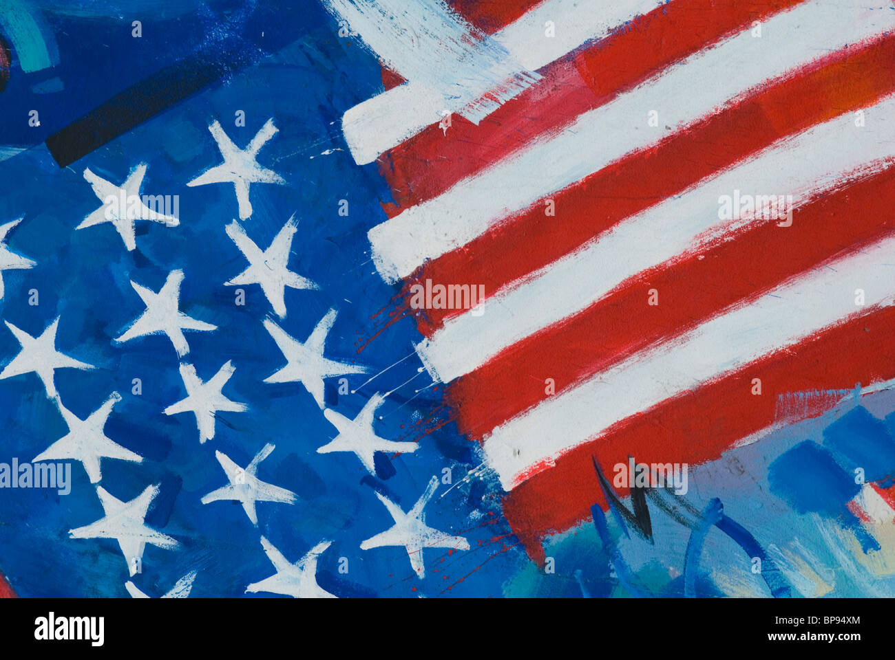 American flag painting on the east side gallery Berlin wall Germany Stock  Photo - Alamy, image size:1300x960