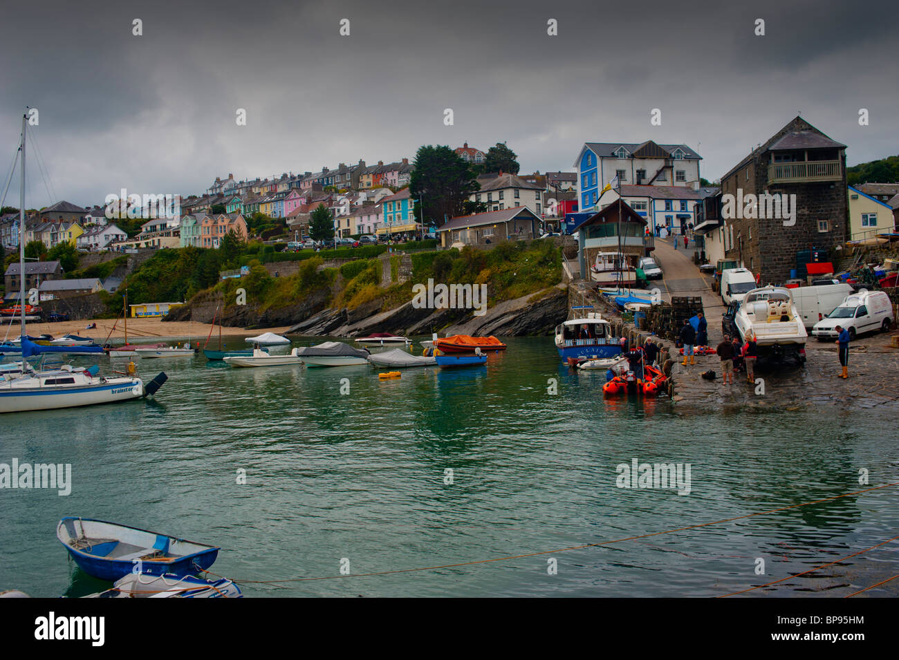 The natural harbor in New Quay west wales Stock Photo