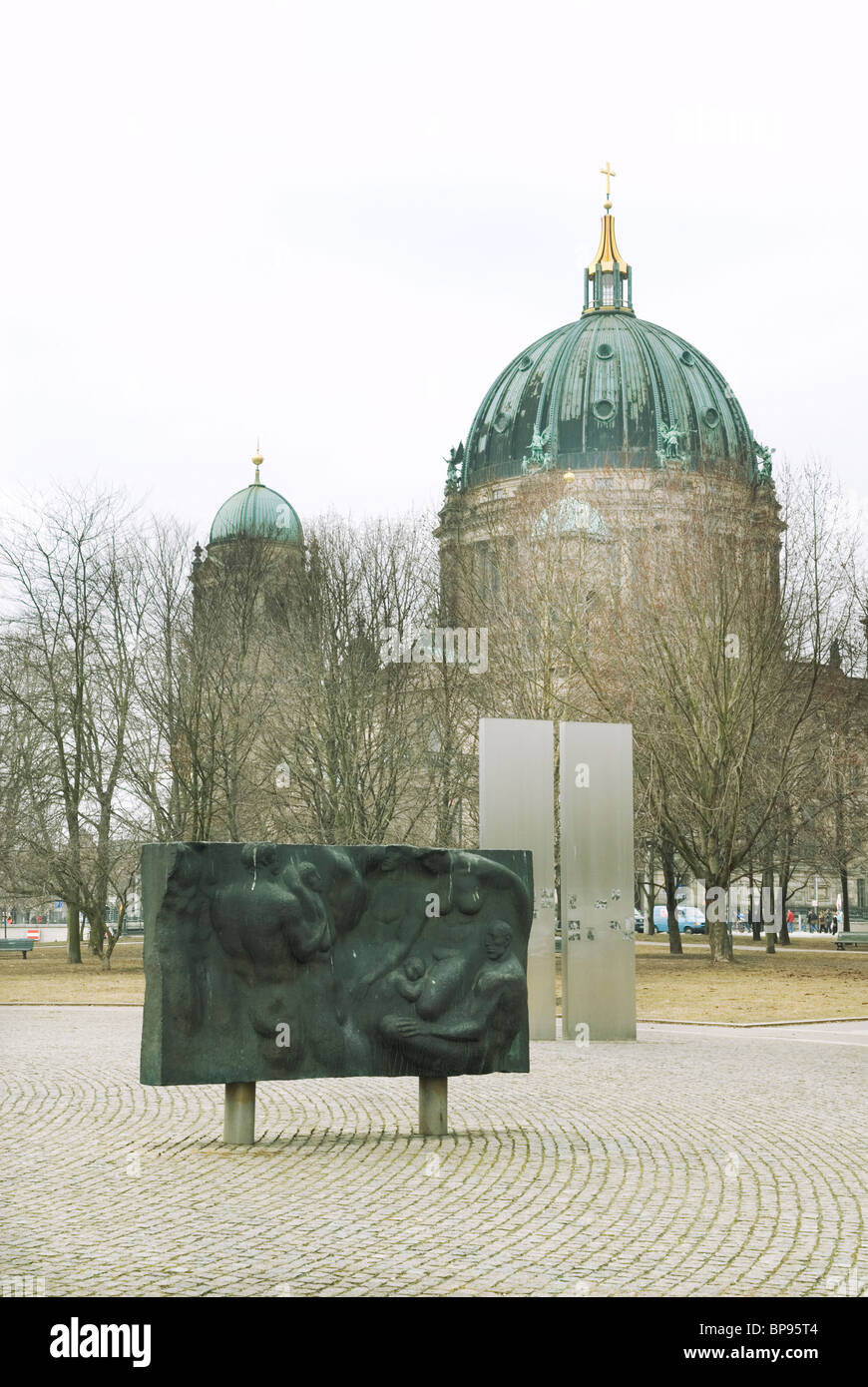 The Berliner Dom cathedral viewed from Marx Engels Forum Berlin Germany Europe Stock Photo