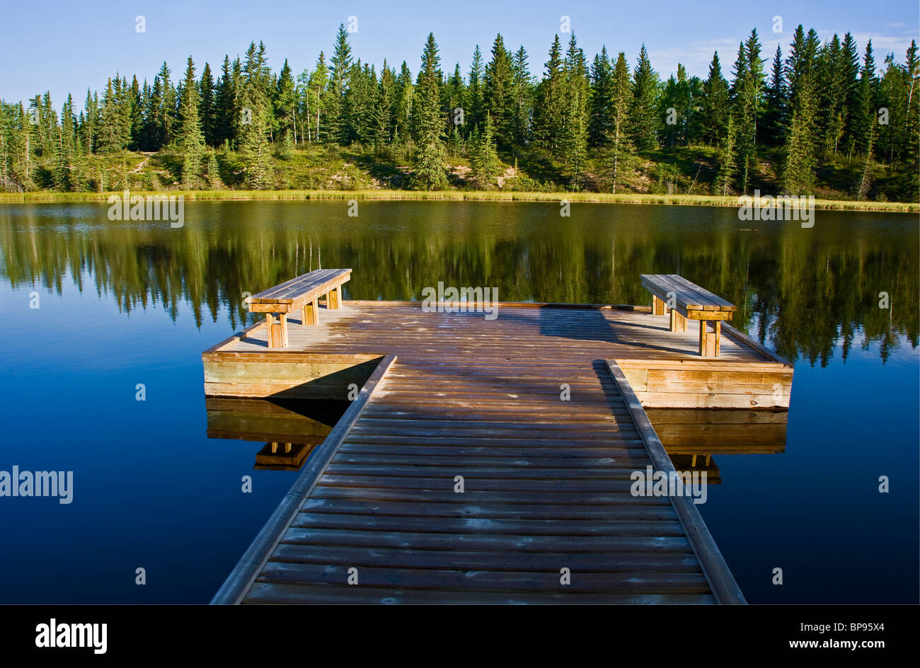 A horizontal image of a boat dock Stock Photo