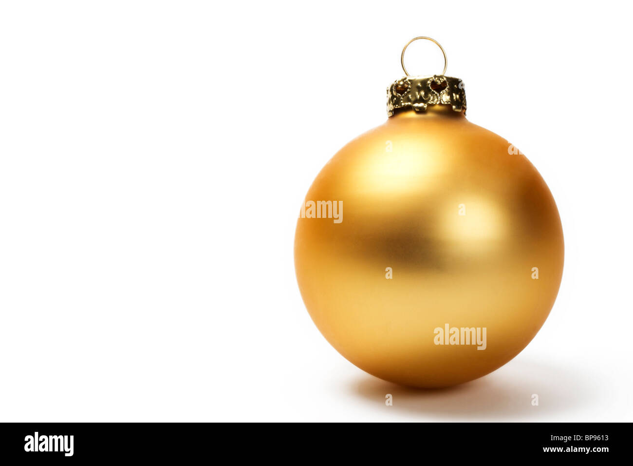 golden dull Christmas ball on white background Stock Photo