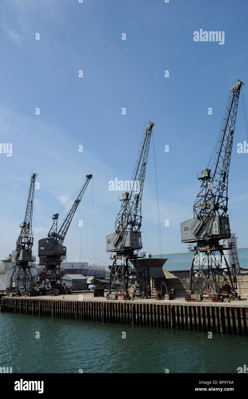 Dockside cranes at Southampton Docks, Hampshire, England, UK Stock