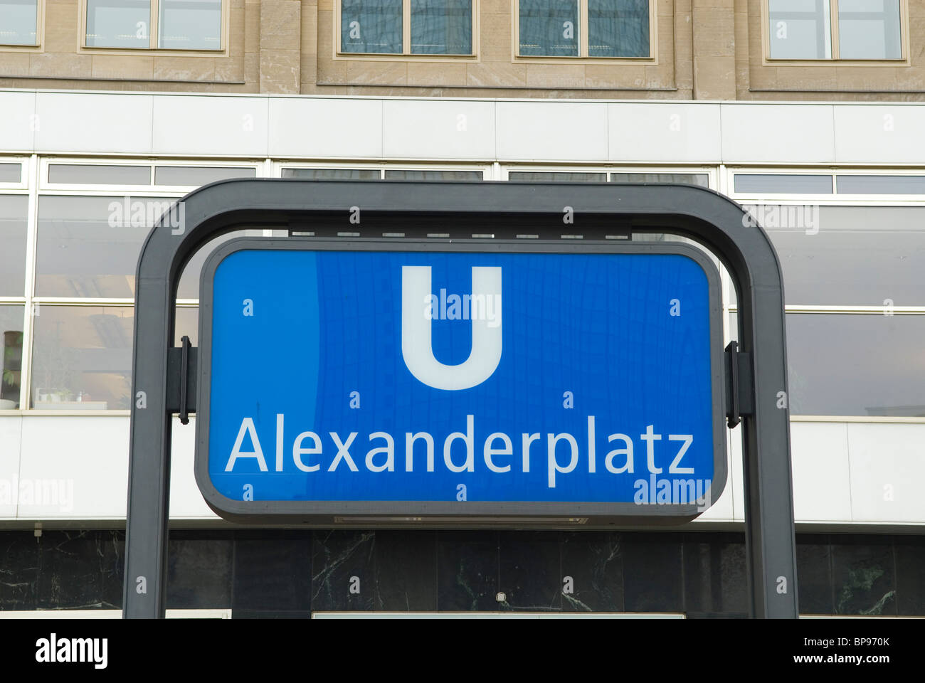 U Bahn station sign Alexanderplatz  Berlin city Germany Stock Photo