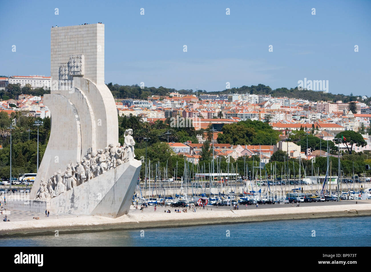 Discoveries Monument, Padrao dos Descobrimentos; Marina seen from the Tagus River, Lisbon, Lisboa, Portugal Stock Photo