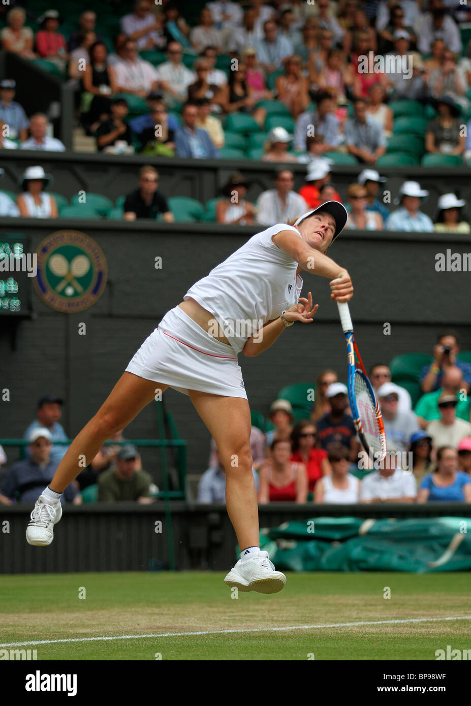 Justine Henin of Belgium in action at the 2010 Wimbledon Championships Stock Photo