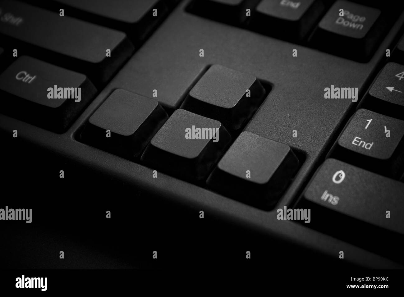A close-up of four Blank keys on a Keyboard. Stock Photo