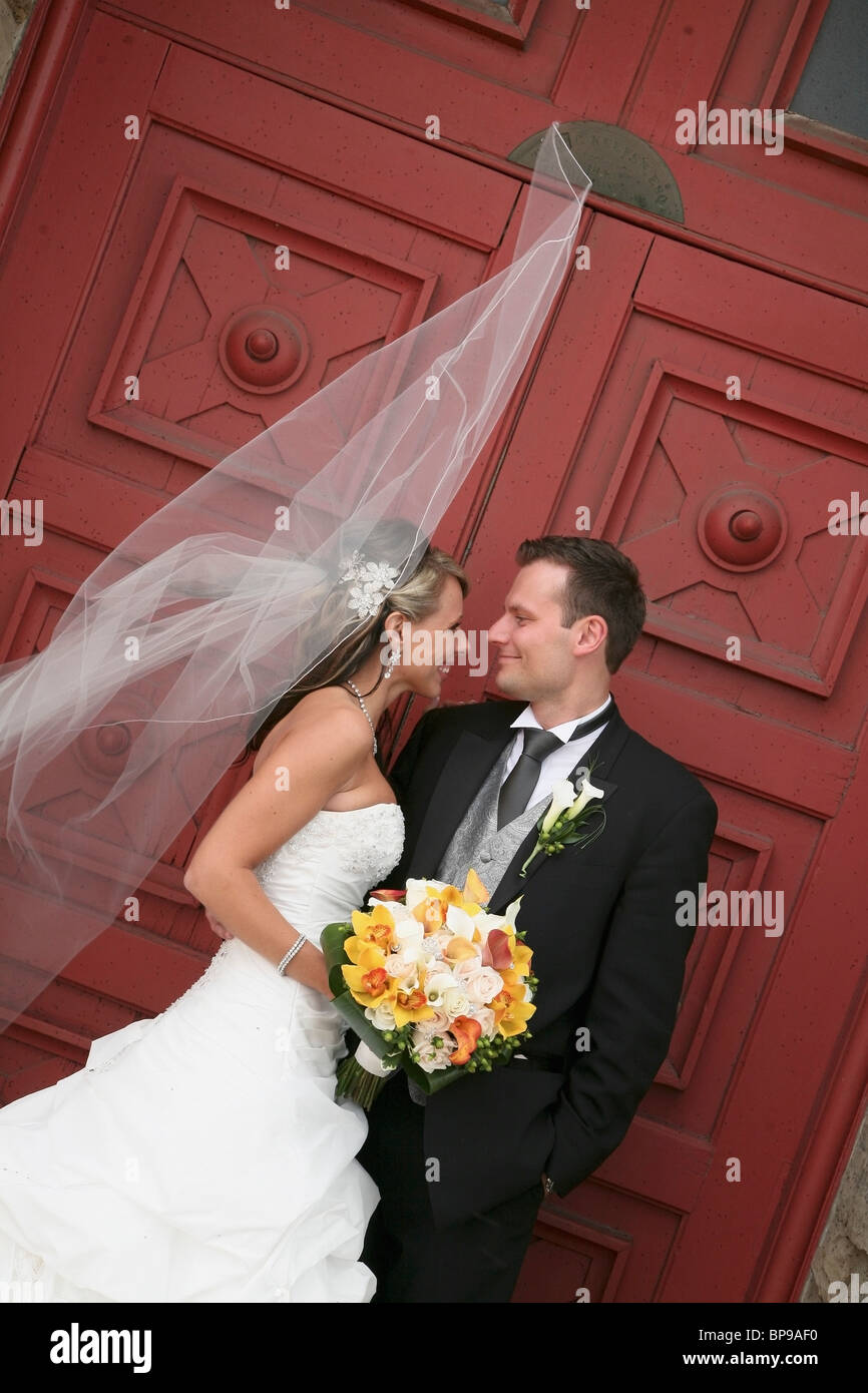 Hamilton, Ontario, Canada; A Bride And Groom Stock Photo