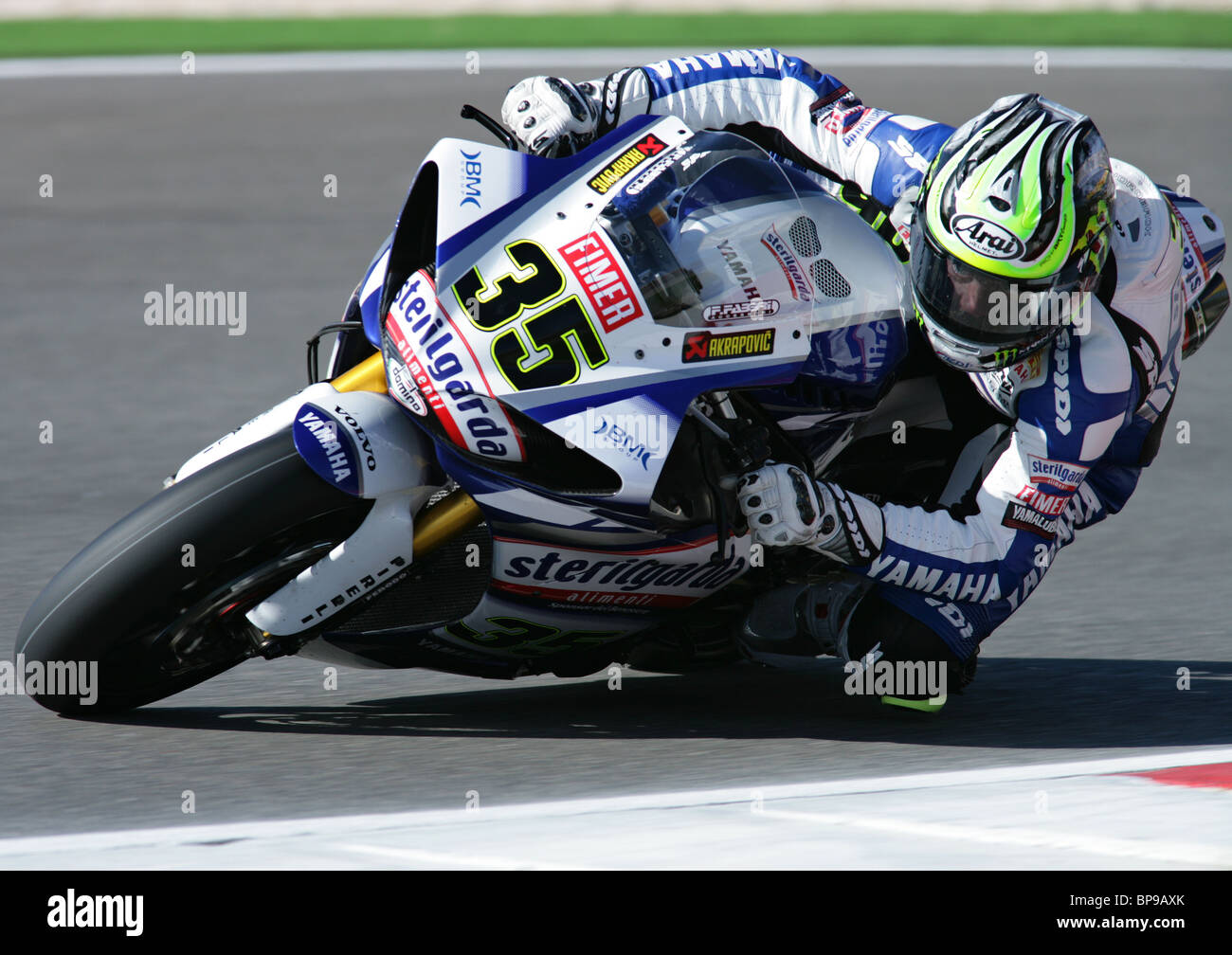 PORTIMAO, PORTUGAL - MARCH 27: Cal Crutchlow, 1st place Superpole 3 on Superbikes, Algarve, Portimao on March 27, 2010.  Stock Photo