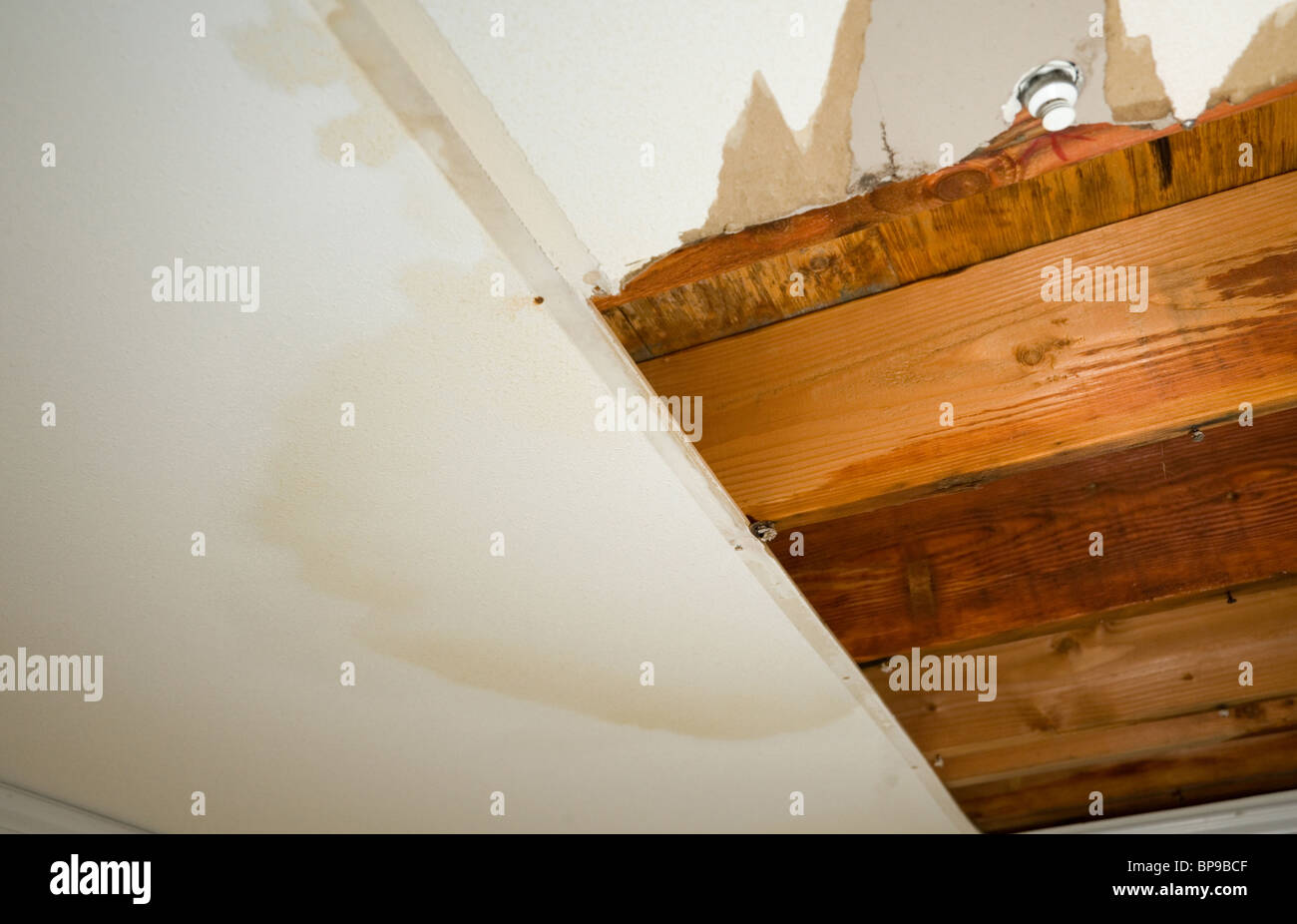 Home Interior Water Leaking Damage For Background Stock