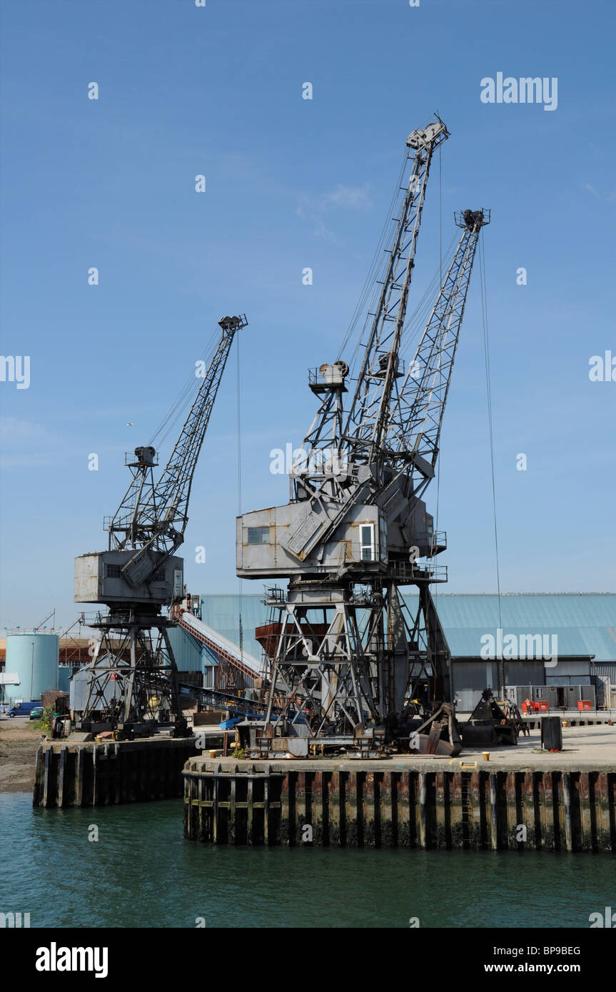Dockside cranes at Southampton Docks, Hampshire, England, UK Stock