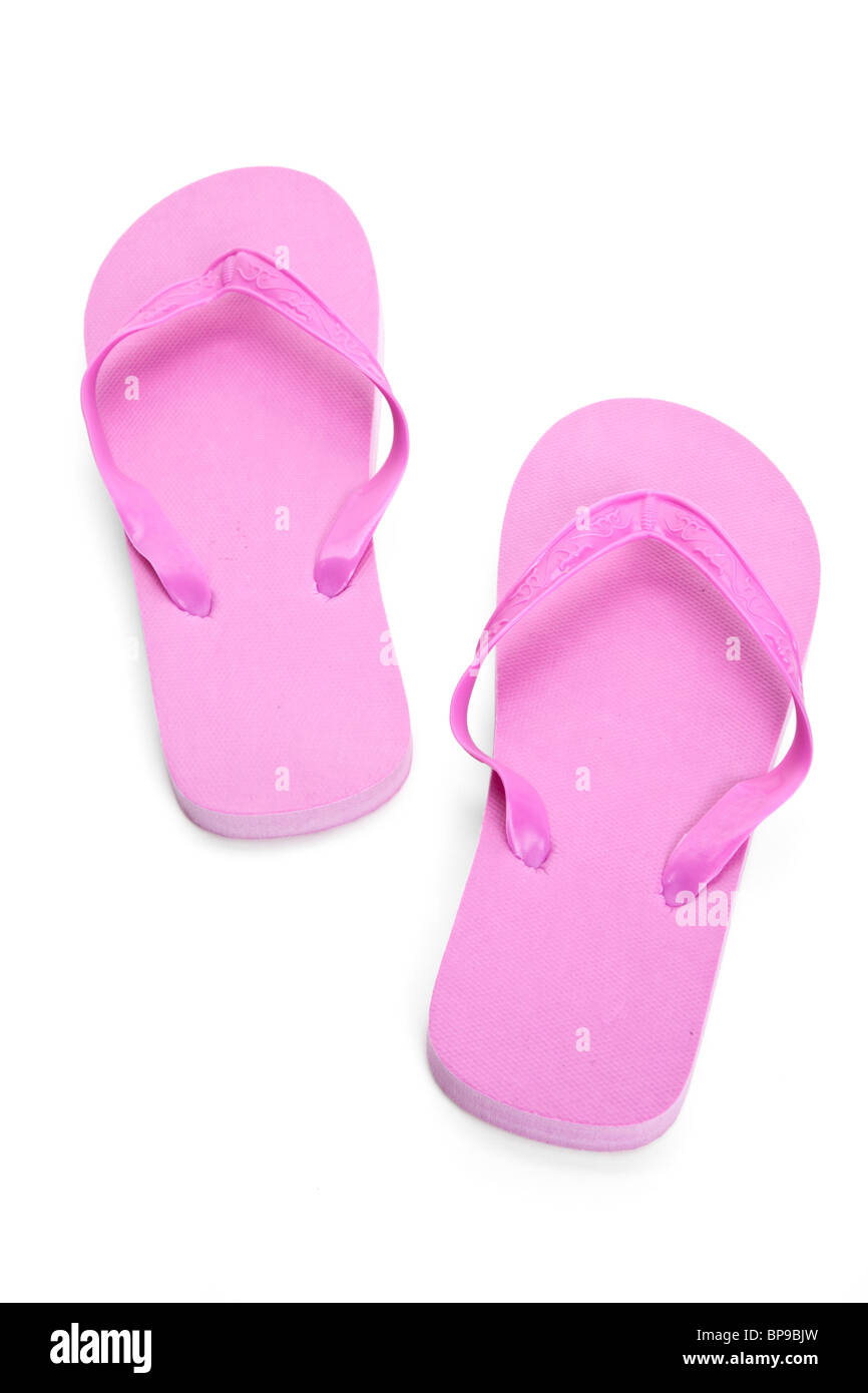 Pink flip flop sandal with white background Stock Photo - Alamy
