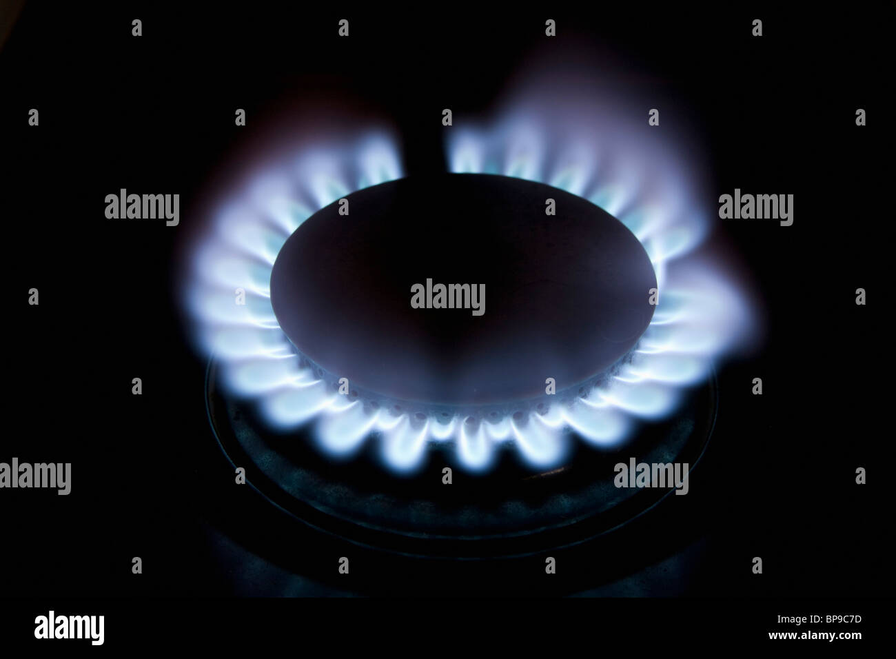 Gas Burner With Blue Flame Stock Photo Alamy