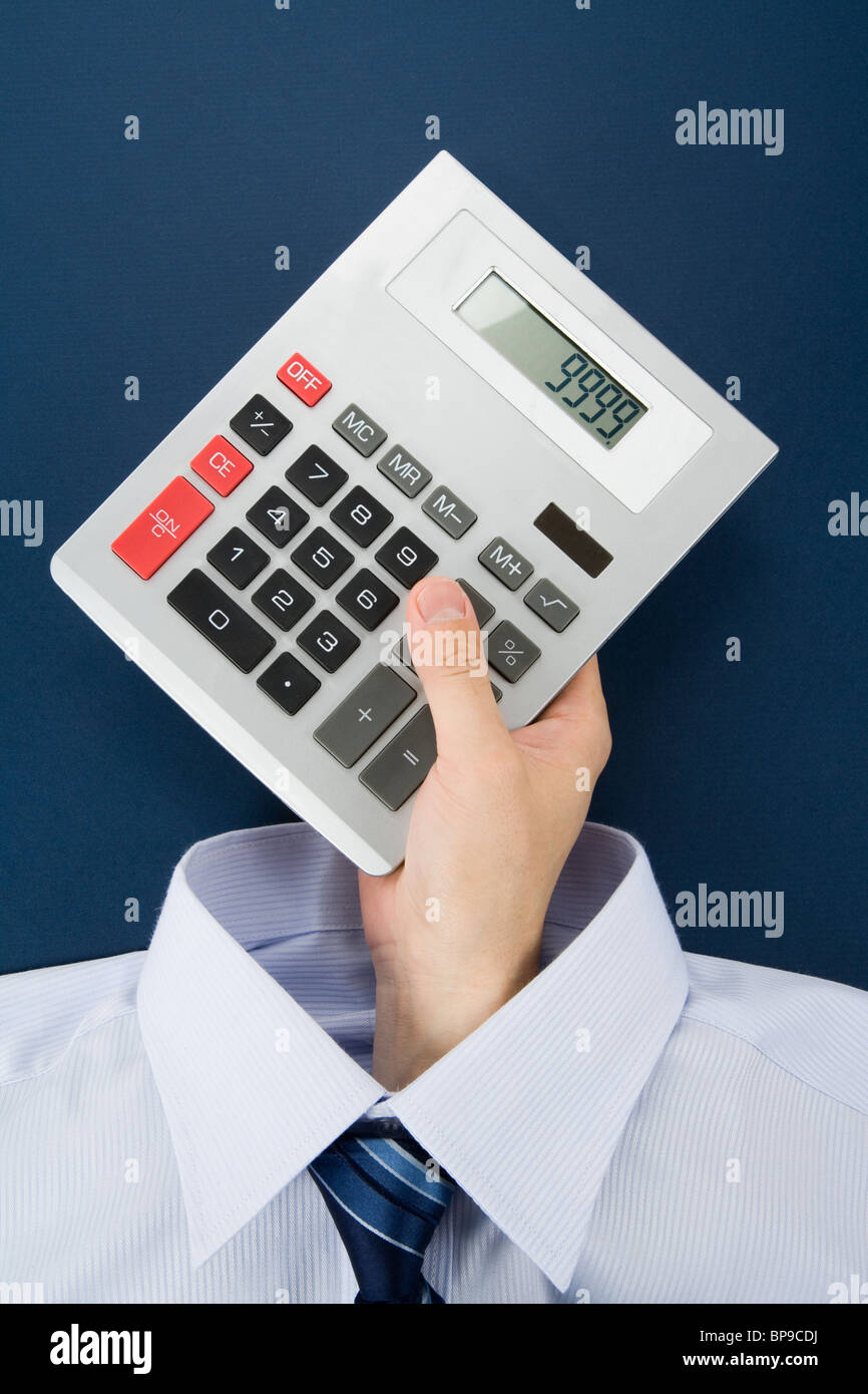 calculator Head, Business Concept, Smart in Business Stock Photo