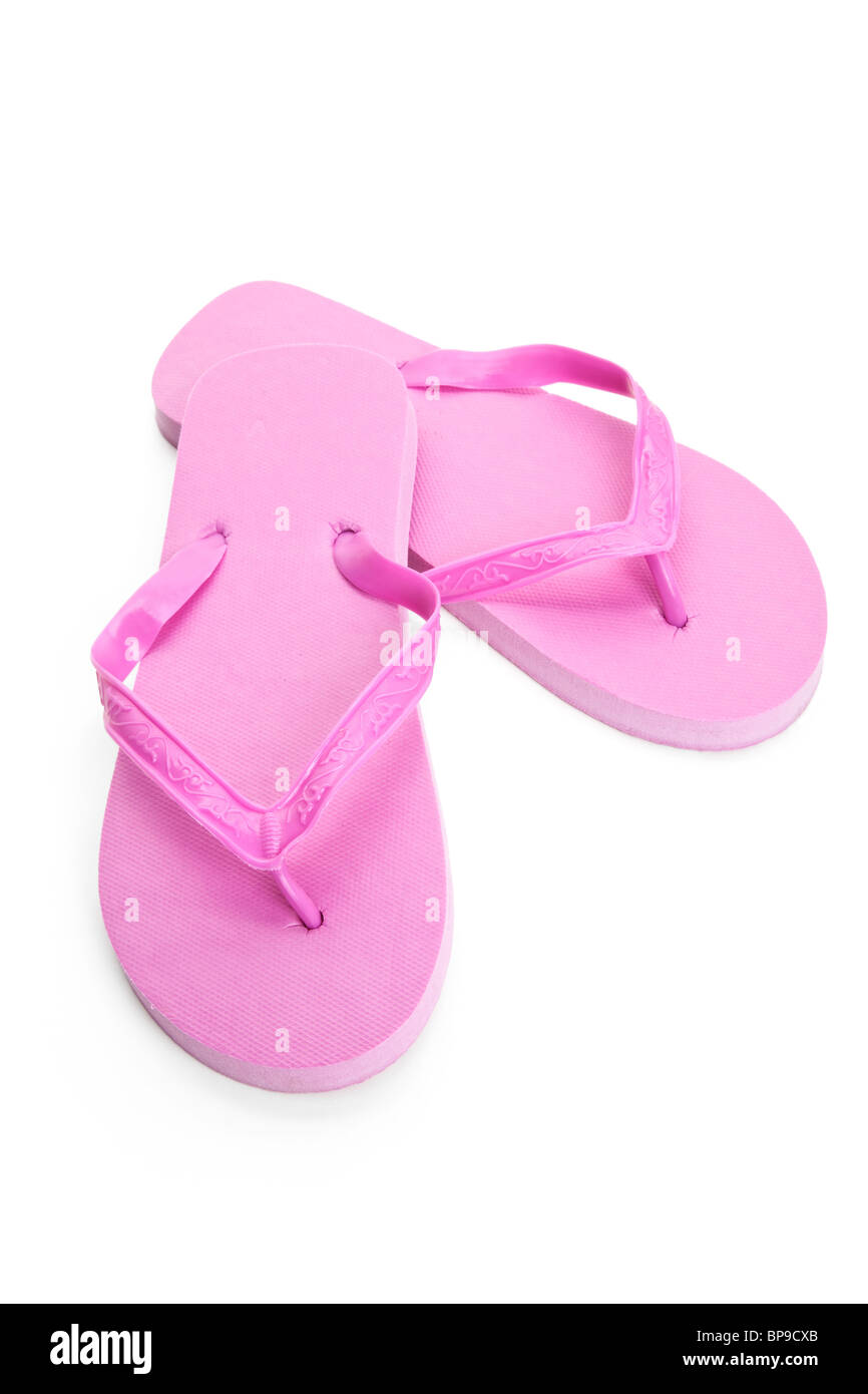 Pink flip flop sandal with white background Stock Photo - Alamy