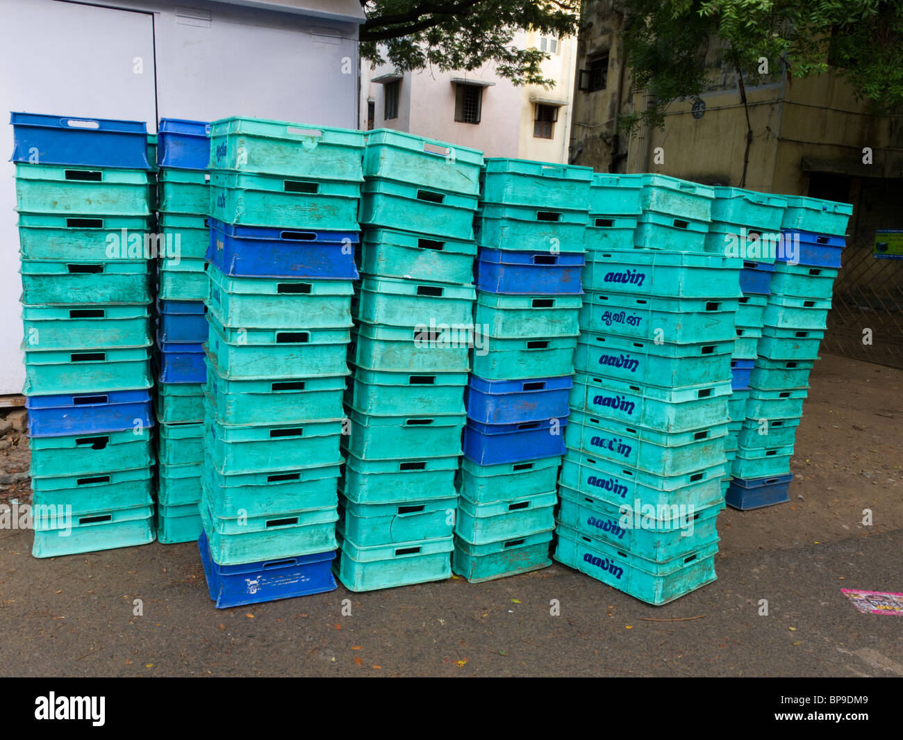 Milk crate stack stacked pile piled hires stock photography and images