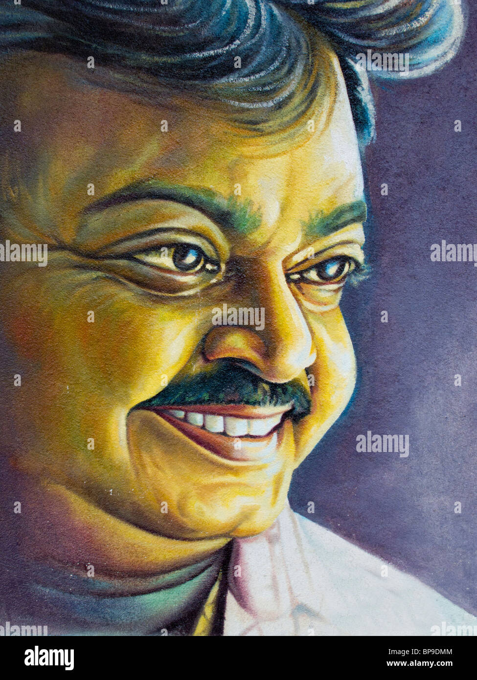 A wall painting of Vijayakanth in Chennai, Tamil Nadu, India. Stock Photo