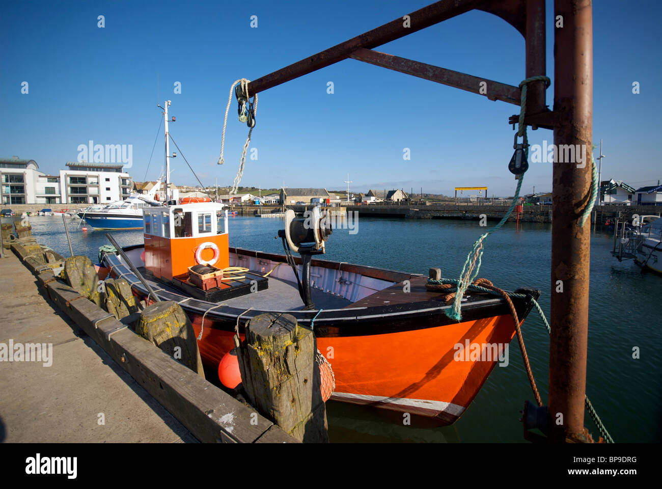 West Bay Dorset UK Harbor Harbour Quay Fishing Boats Stock Photo - Alamy