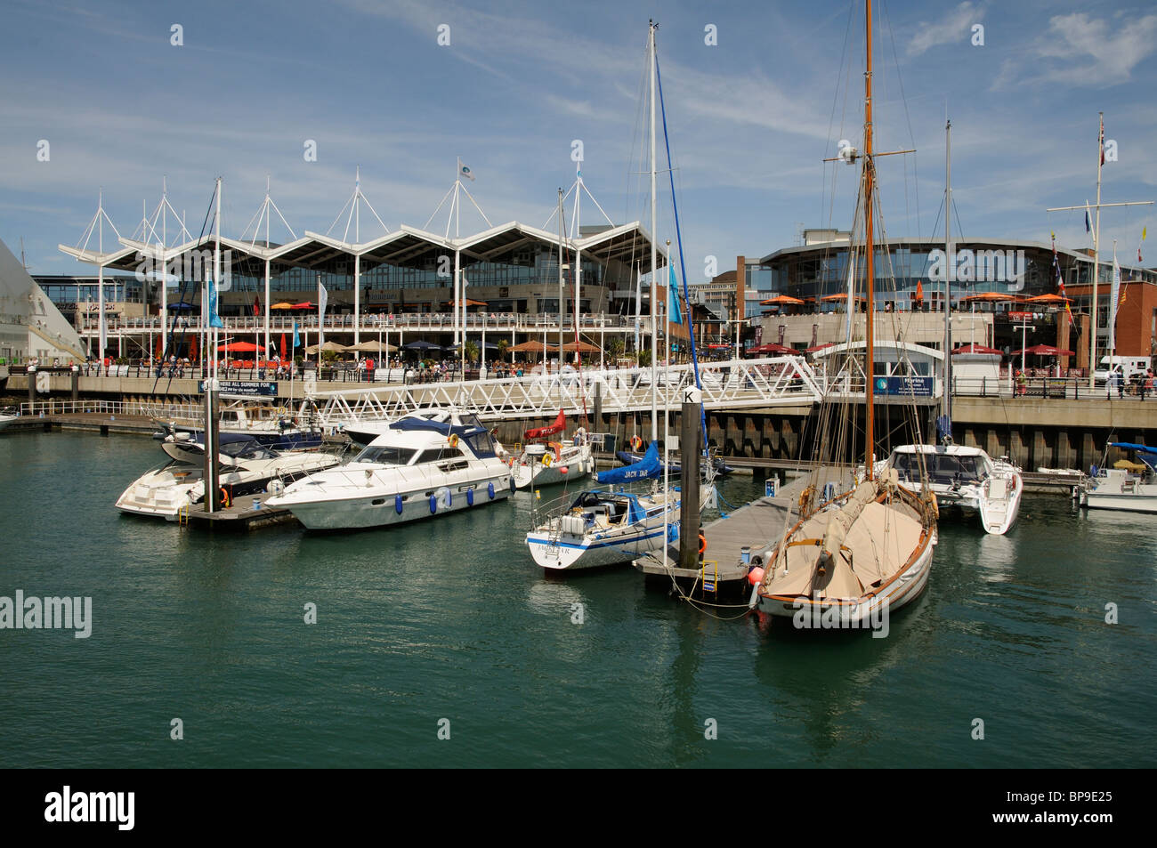 Gunwharf Quays shopping centre on Portsmouth Harbour southern England ...