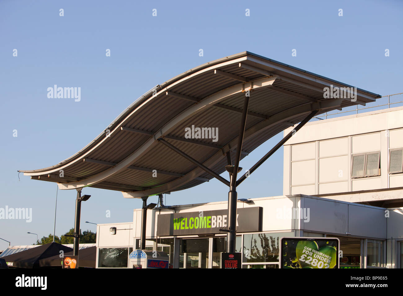 A welcome Break motorway service station on the M6 in Lancashire, UK. Stock Photo