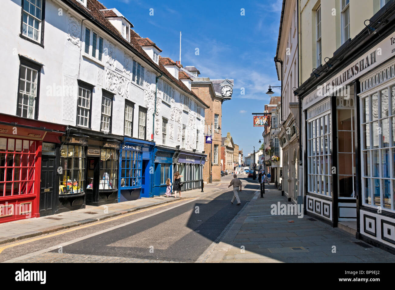 Hertford town street, Hertfordshire, United Kingdom Stock Photo