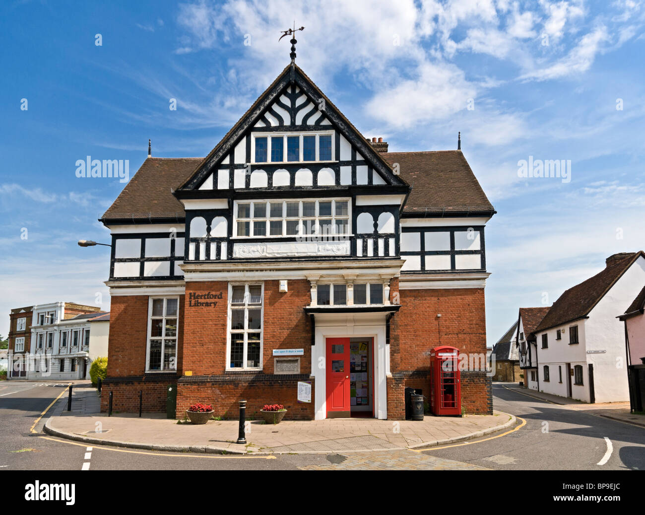 Hertford town library, Hertfordshire, United Kingdom Stock Photo