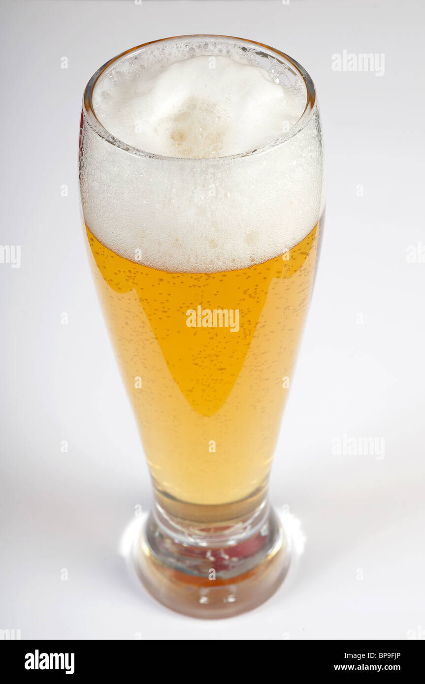 Glass of Stella Artois triple filtered smooth lager Stock Photo