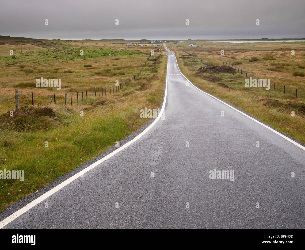 Road on North Uist, Outer Hebrides, Scotland Stock Photo