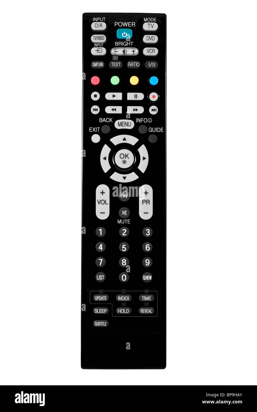 TV remote control isolated on white background white background with