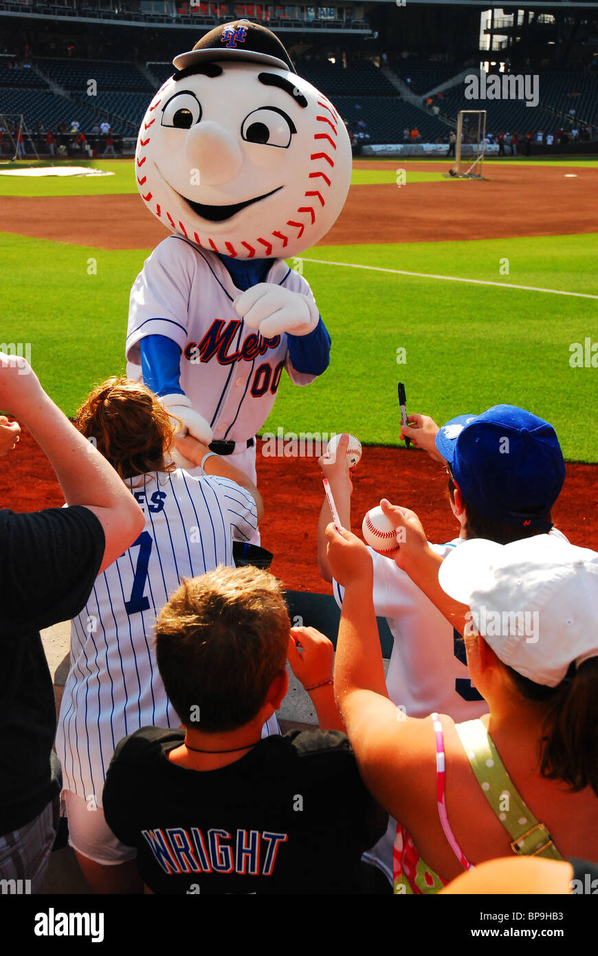 Mr Met greets the fans at Citi Field. Stock Photo