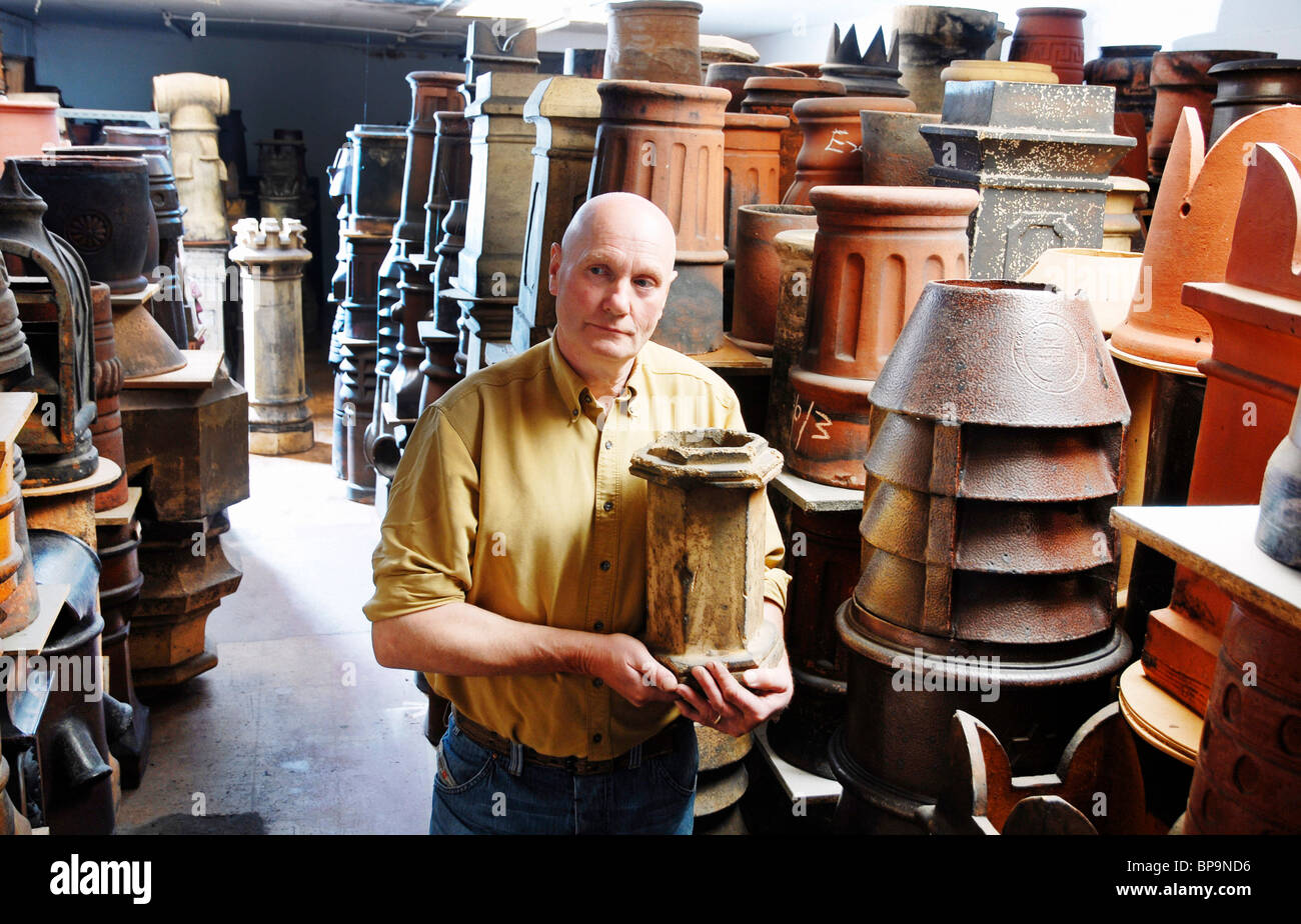 Lance Bates with floorto ceiling chimney pots at Longport, Stoke on