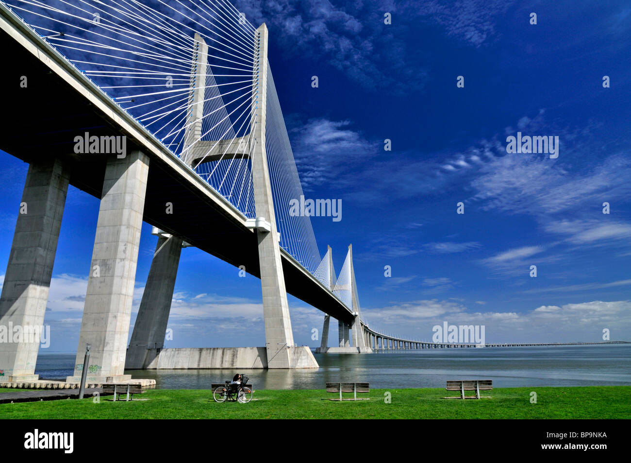 Portugal, Lisbon: Bridge Ponte Vasco da Gama Stock Photo