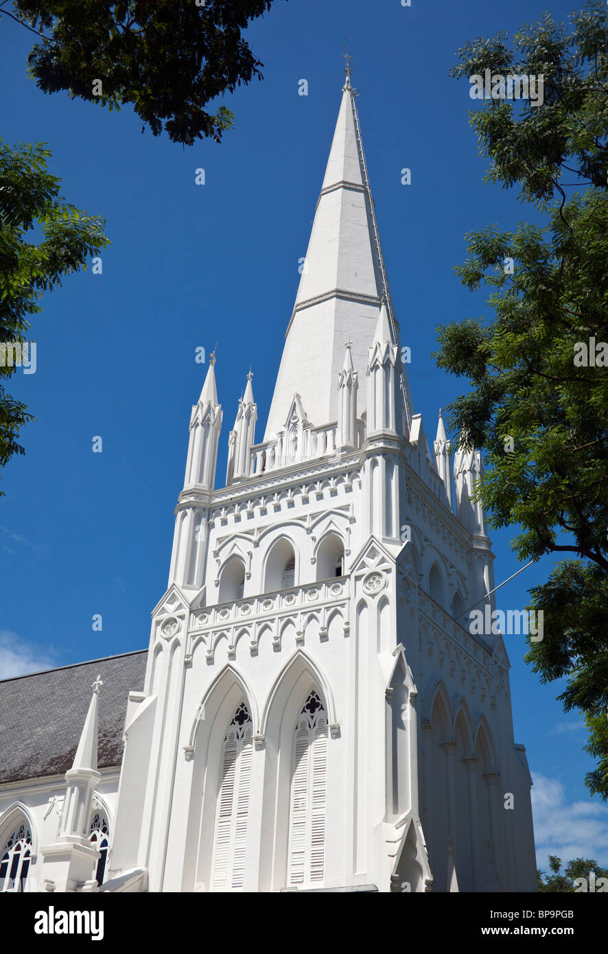 steeple of Saint Andrew's Cathedral Singapore Stock Photo