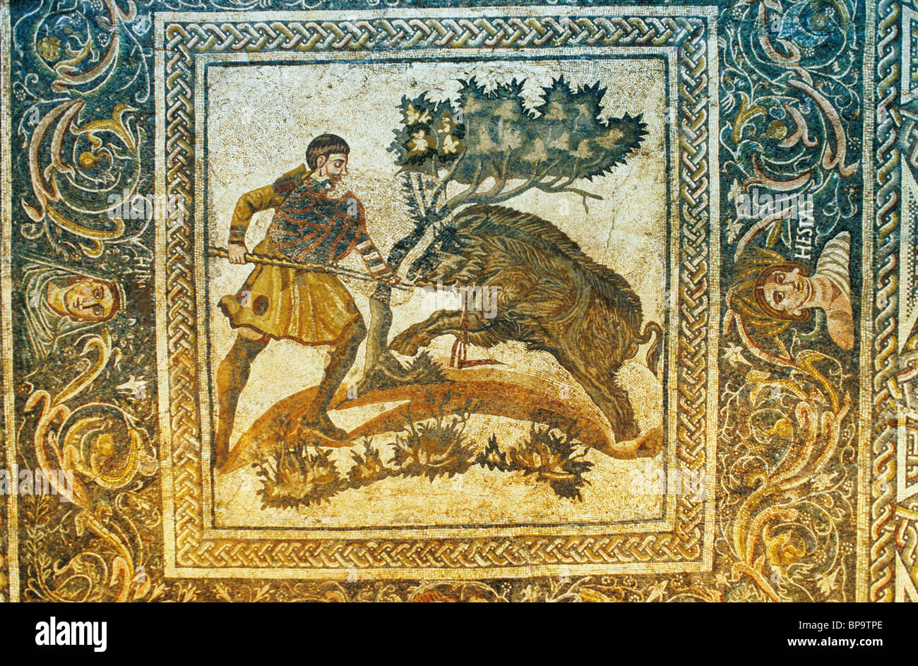 Roman mosaic at the National Museum of Roman Art, Merida, Extremadura, Spain Stock Photo